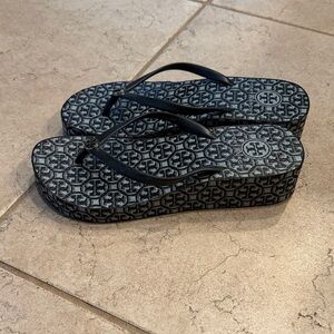 Tory Burch Black and Gray Platform Sandals